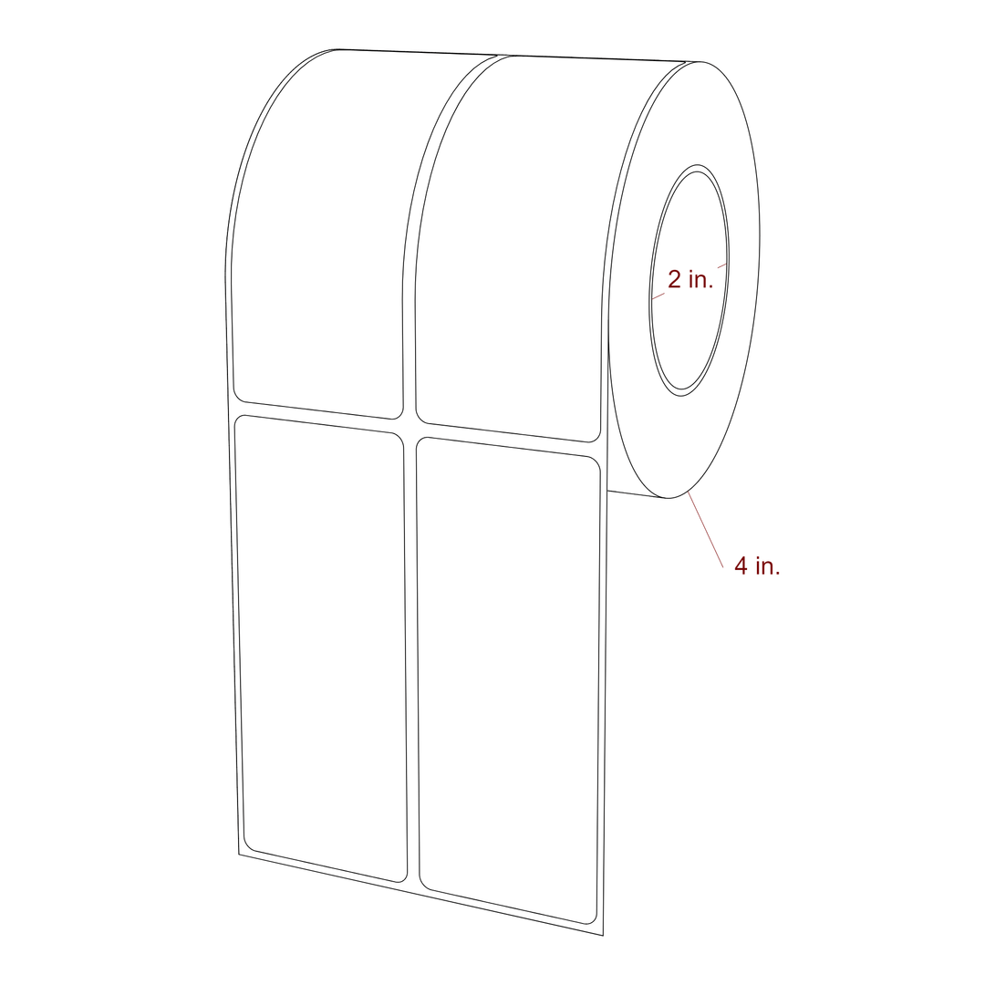 1.75 Inch x 4.25 Inch Rectangle Inkjet Label Roll - 2 Inch Core - 4 Inch Roll OD - 2Up - 3D Perspective