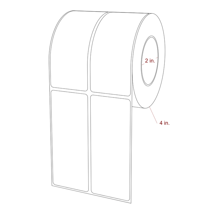 1.75 Inch x 4.25 Inch Rectangle Inkjet Label Roll - 2 Inch Core - 4 Inch Roll OD - 2Up - 3D Perspective