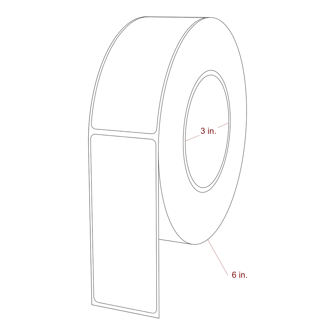 1.75 Inch x 4.25 Inch Rectangle Inkjet Label Roll - 3 Inch Core - 6 Inch Roll OD - 3D Perspective