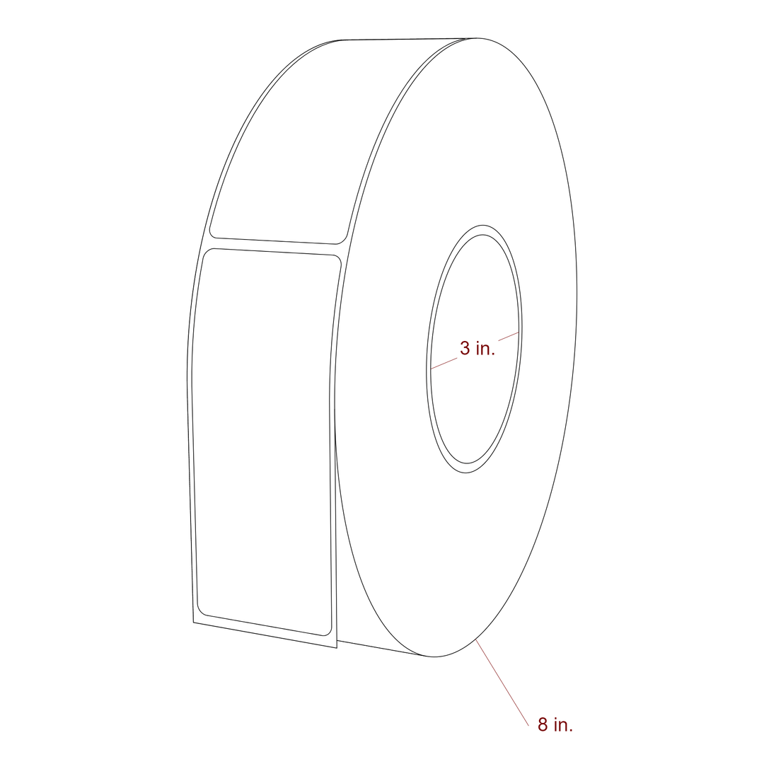 1.75 Inch x 4.25 Inch Rectangle Inkjet Label Roll - 3 Inch Core - 8 Inch Roll OD - 3D Perspective