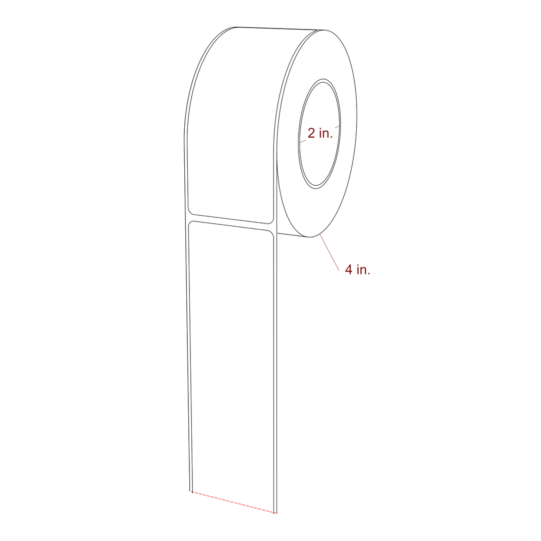 1.75 Inch x 4.5 Inch Rectangle Inkjet Label Roll - 2 Inch Core - 4 Inch Roll OD - 3D Perspective