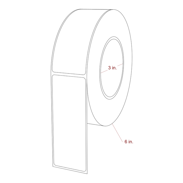 1.75 Inch x 4.5 Inch Rectangle Inkjet Label Roll - 3 Inch Core - 6 Inch Roll OD - 3D Perspective