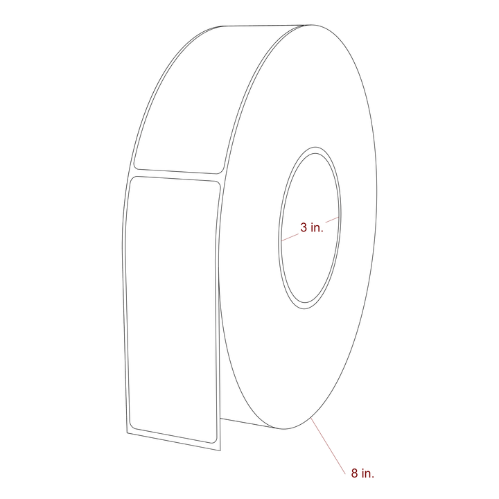 1.75 Inch x 4.5 Inch Rectangle Inkjet Label Roll - 3 Inch Core - 8 Inch Roll OD - 3D Perspective