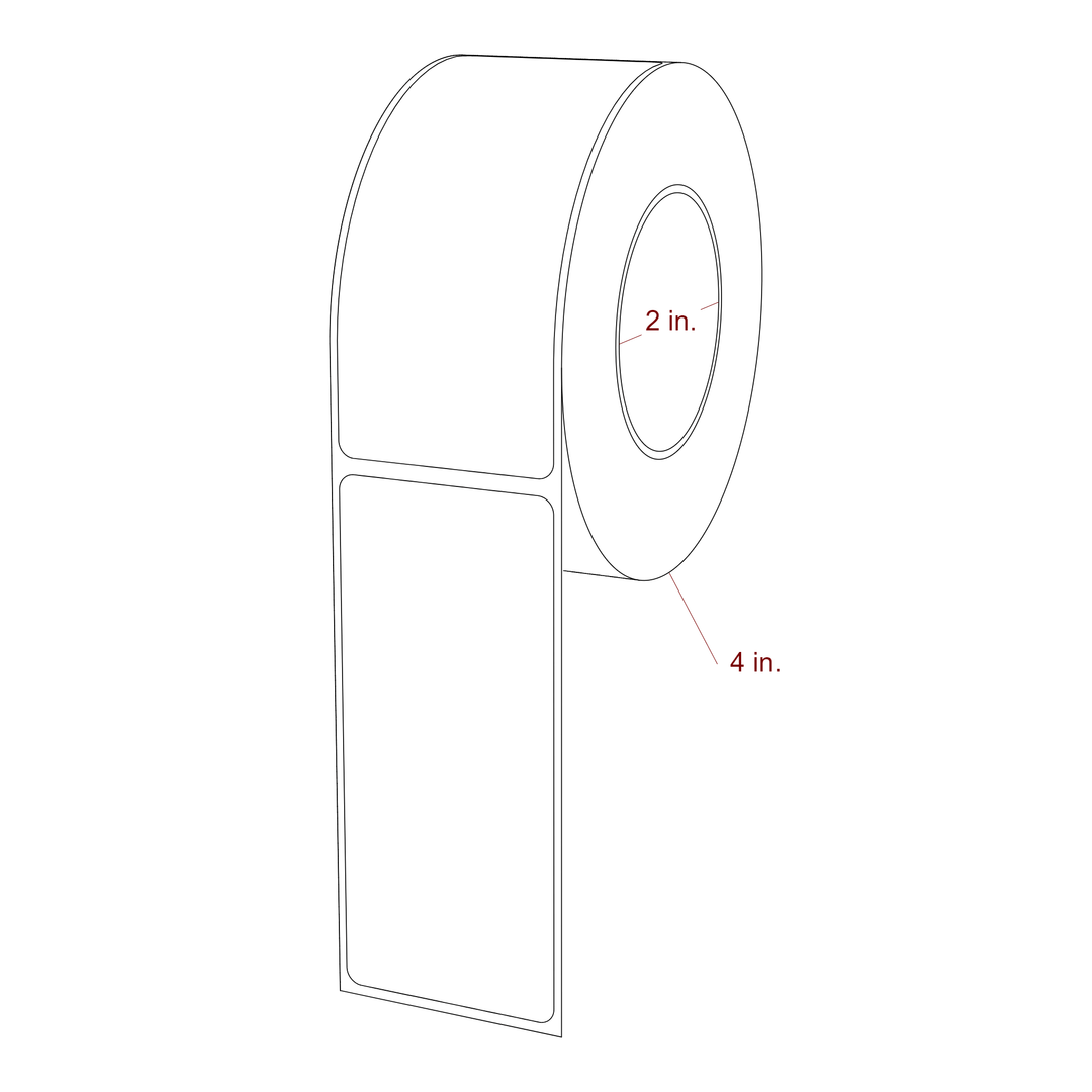 1.75 Inch x 4 Inch Rectangle Inkjet Label Roll - 2 Inch Core - 4 Inch Roll OD - 3D Perspective