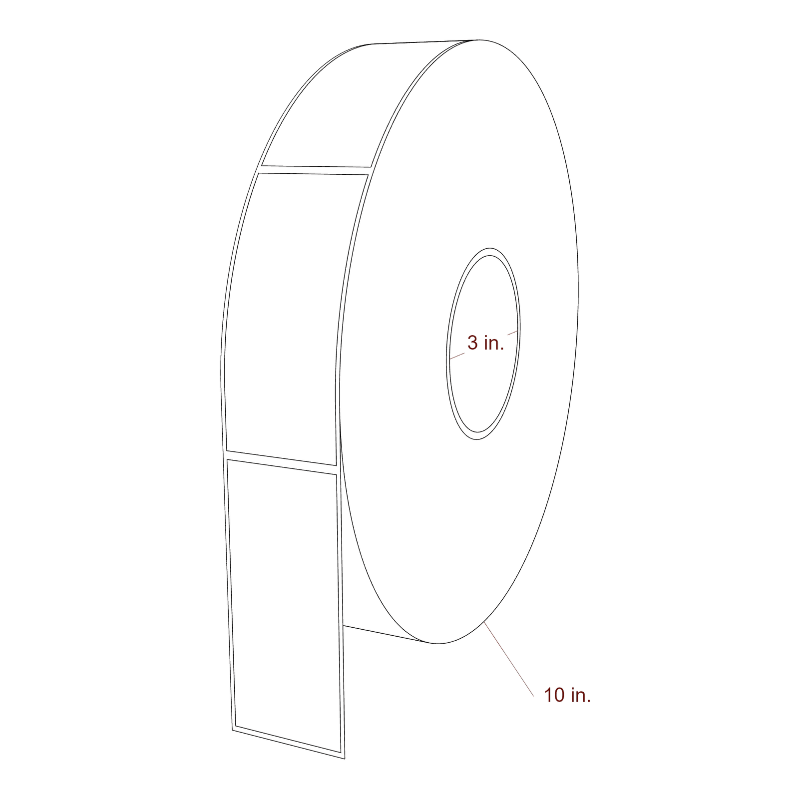 1.75" x 4" Rectangle Roll for Inkjet Printers; 1.75" x 4" Rectangle Label Diagram