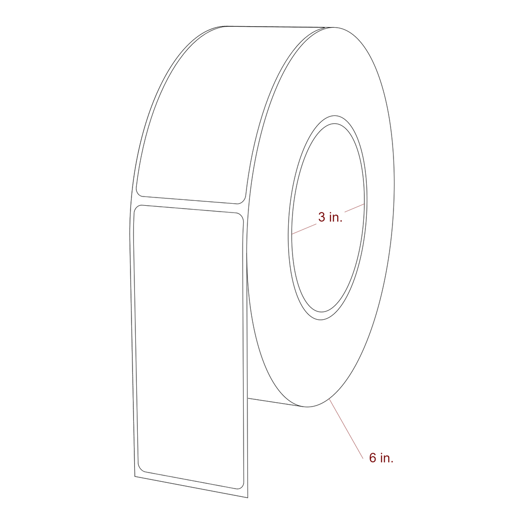 1.75 Inch x 4 Inch Rectangle Inkjet Label Roll - 3 Inch Core - 6 Inch Roll OD - 3D Perspective