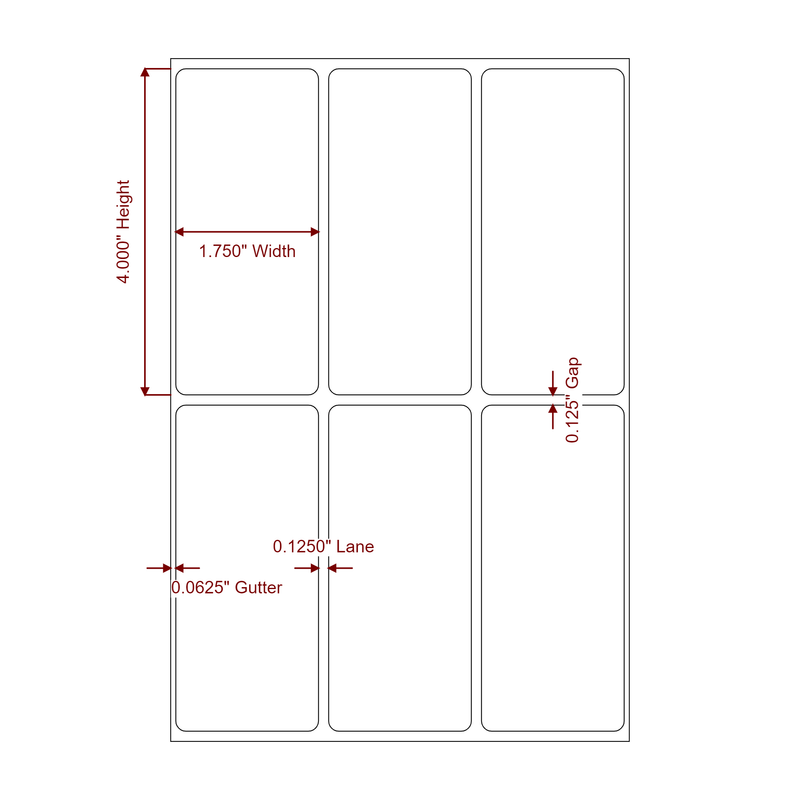 1.75" x 4" Inkjet Label Rolls | 3-Up | Fits Epson ColorWorks & Primera - Label Diagram