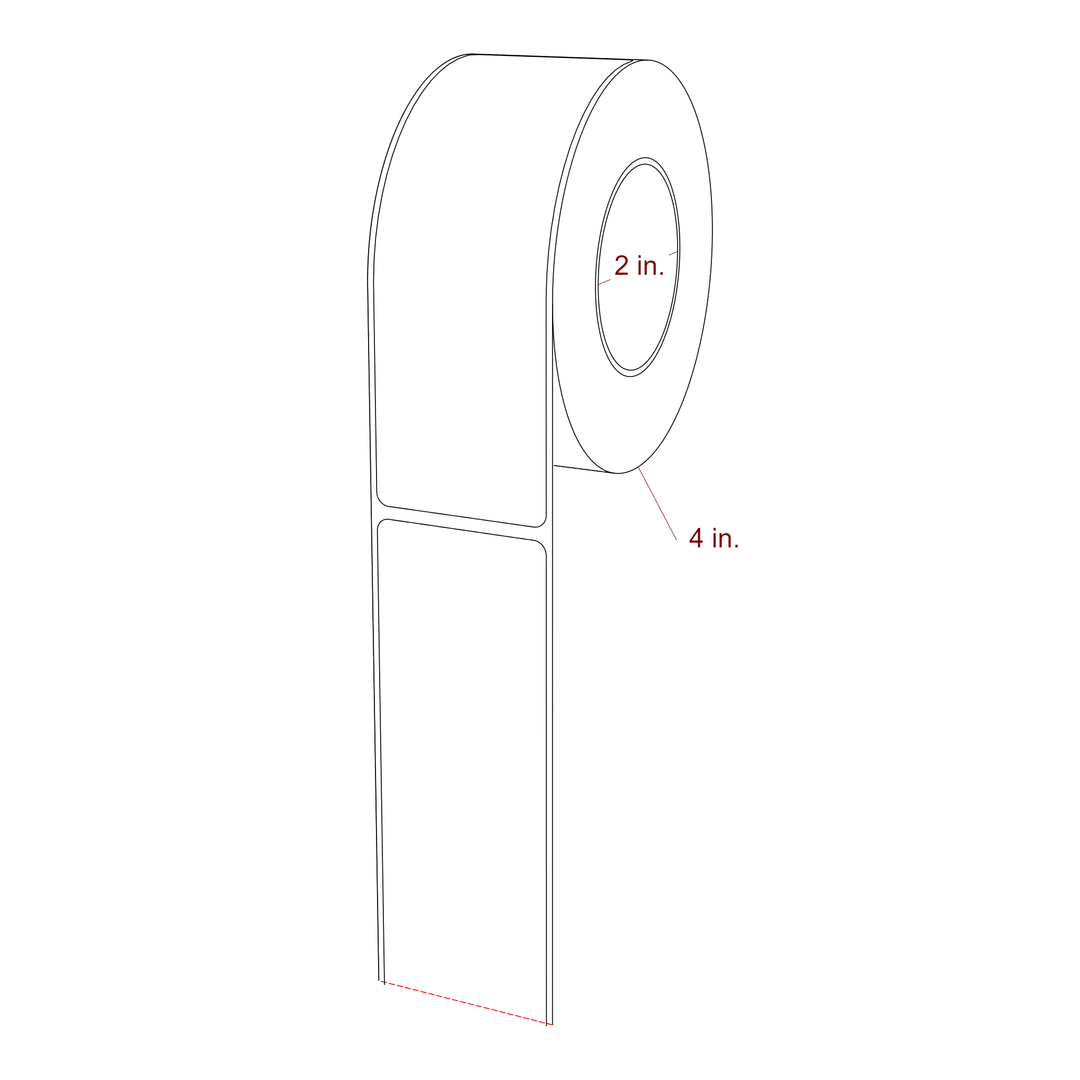 1.75 Inch x 5.25 Inch Rectangle Inkjet Label Roll - 2 Inch Core - 4 Inch Roll OD - 3D Perspective