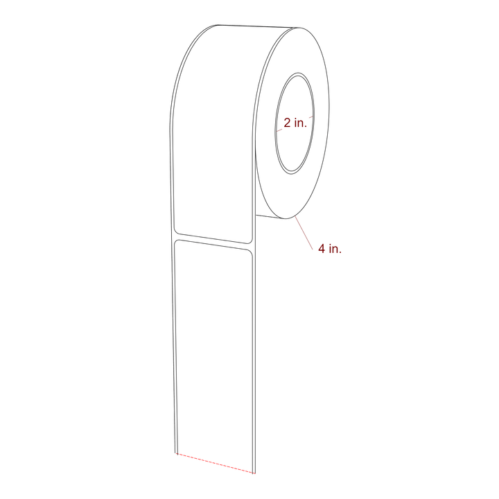1.75 Inch x 5.25 Inch Rectangle Inkjet Label Roll - 2 Inch Core - 4 Inch Roll OD - 3D Perspective