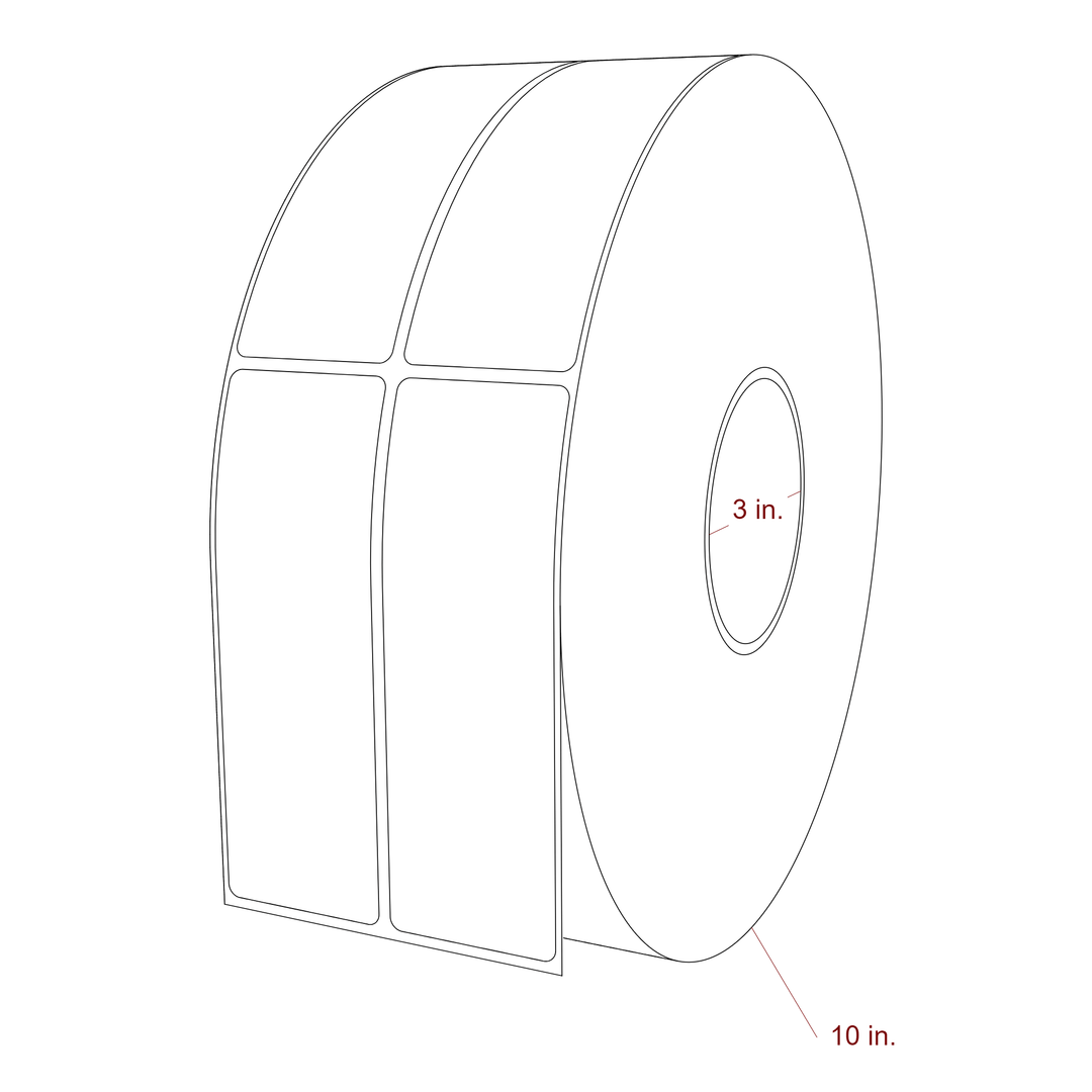 1.75 Inch x 5.25 Inch Rectangle Inkjet Label Roll - 3 Inch Core - 10 Inch Roll OD - 2Up - 3D Perspective