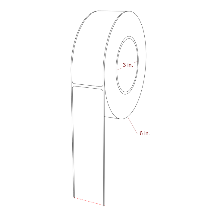 1.75 Inch x 5.25 Inch Rectangle Inkjet Label Roll - 3 Inch Core - 6 Inch Roll OD - 3D Perspective