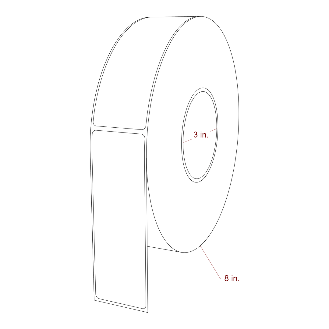 1.75 Inch x 5.25 Inch Rectangle Inkjet Label Roll - 3 Inch Core - 8 Inch Roll OD - 3D Perspective