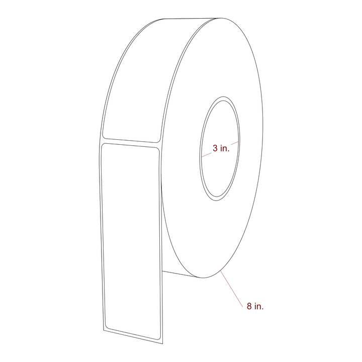 1.75 Inch x 5.25 Inch Rectangle Inkjet Label Roll - 3 Inch Core - 8 Inch Roll OD - 3D Perspective
