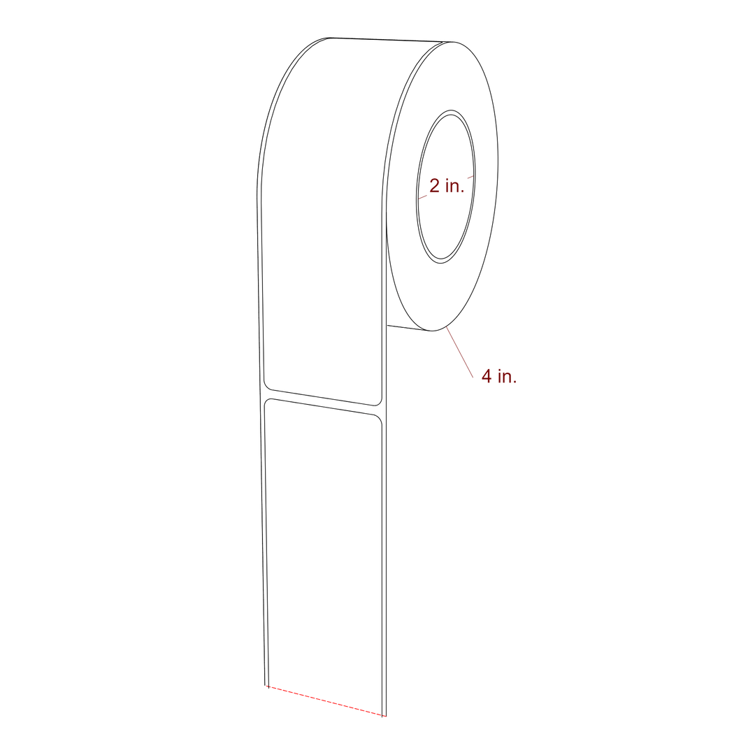 1.75 Inch x 5.75 Inch Rectangle Inkjet Label Roll - 2 Inch Core - 4 Inch Roll OD - 3D Perspective
