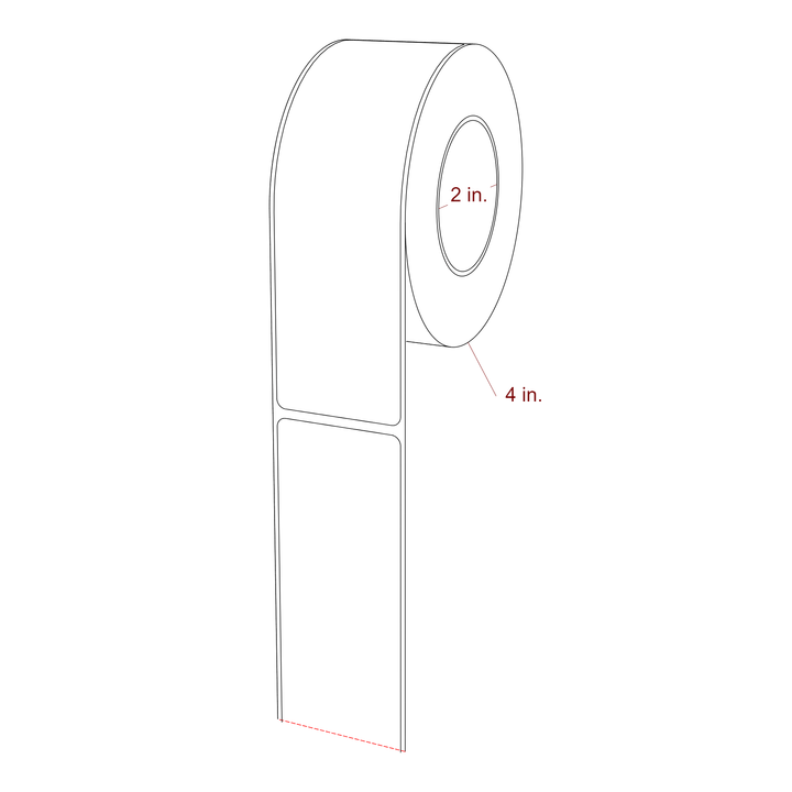 1.75 Inch x 5.75 Inch Rectangle Inkjet Label Roll - 2 Inch Core - 4 Inch Roll OD - 3D Perspective