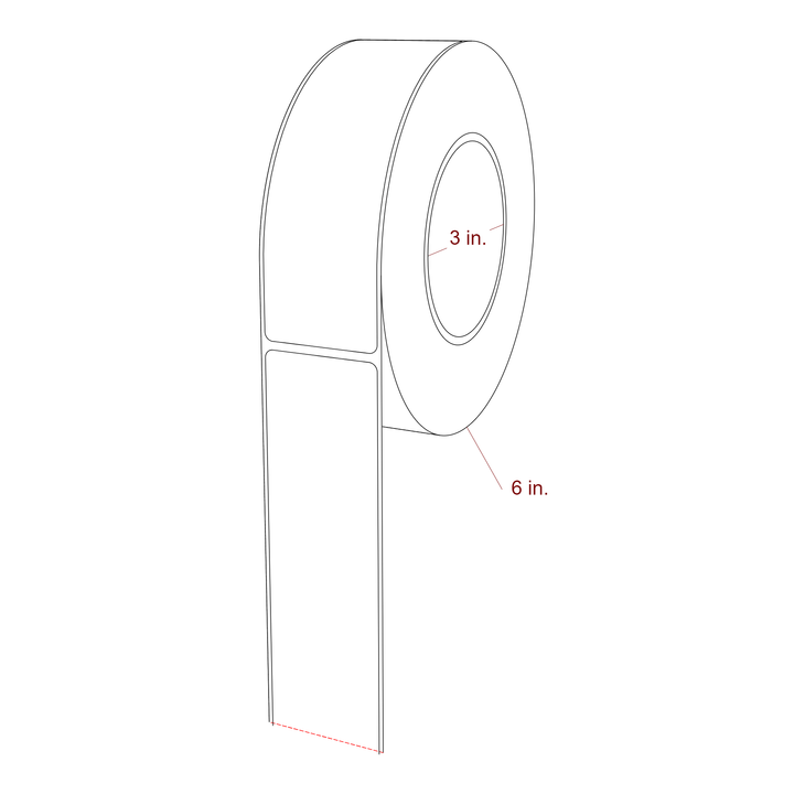 1.75 Inch x 5.75 Inch Rectangle Inkjet Label Roll - 3 Inch Core - 6 Inch Roll OD - 3D Perspective