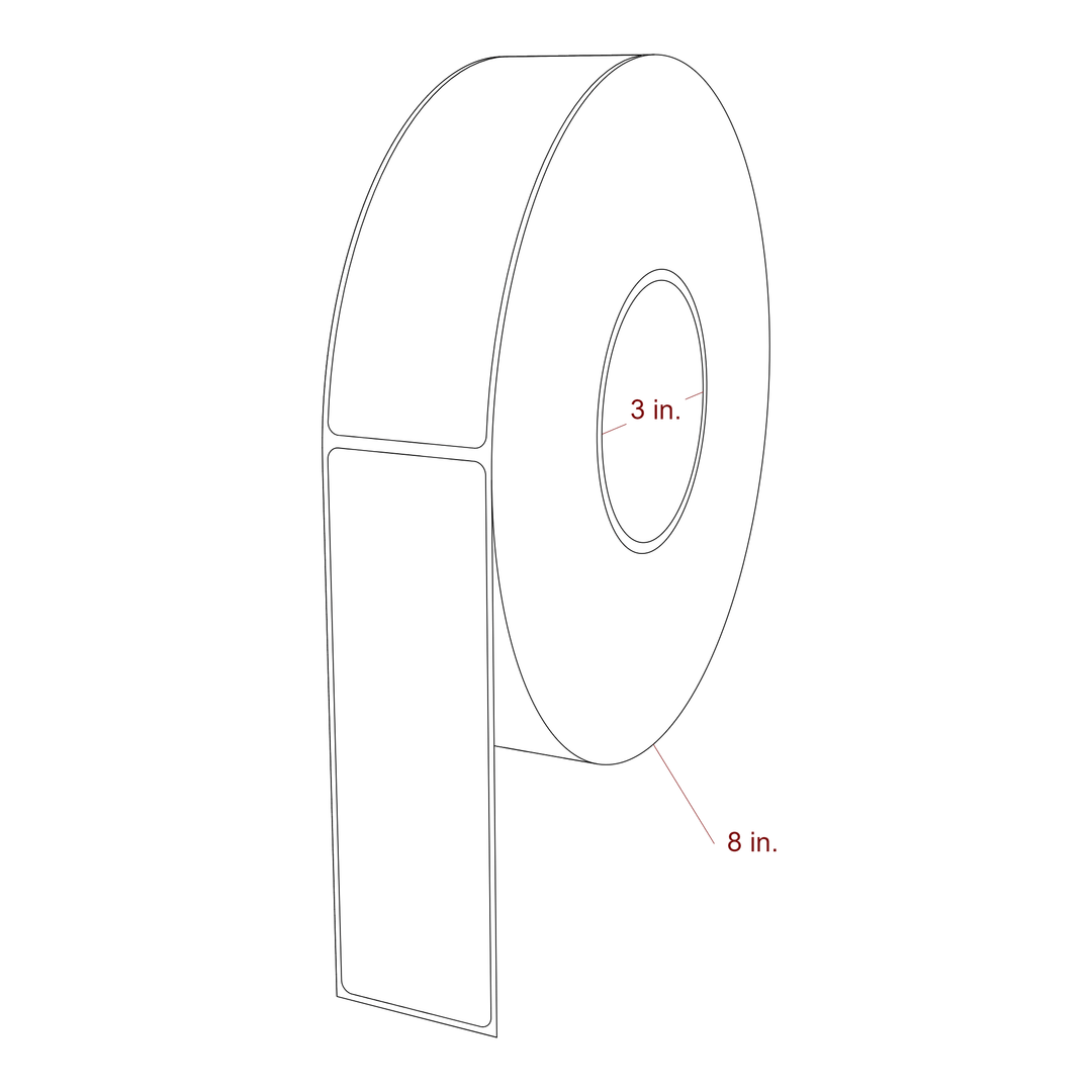 1.75 Inch x 5.75 Inch Rectangle Inkjet Label Roll - 3 Inch Core - 8 Inch Roll OD - 3D Perspective
