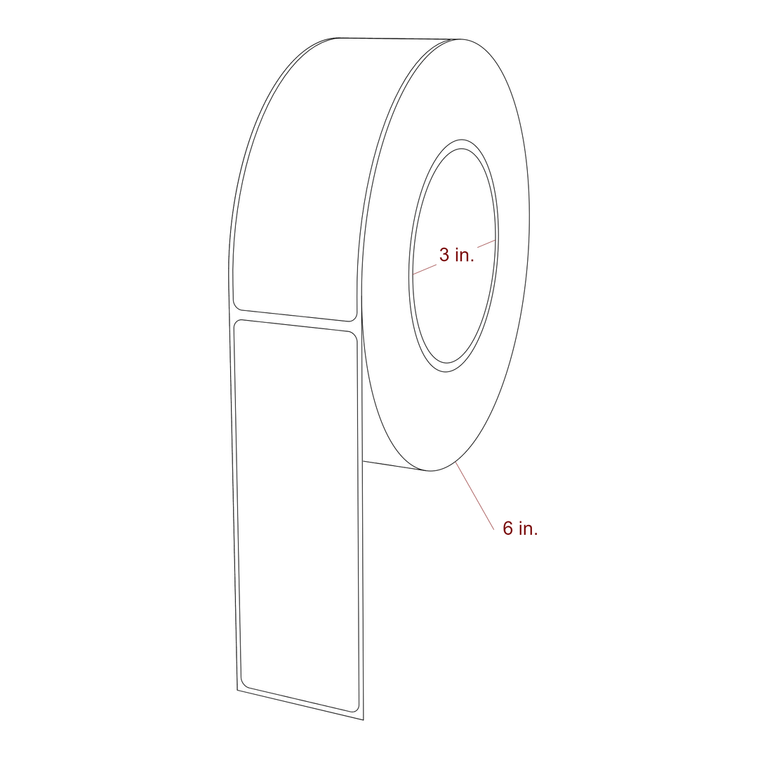 1.75 Inch x 5 Inch Rectangle Inkjet Label Roll - 3 Inch Core - 6 Inch Roll OD - 3D Perspective