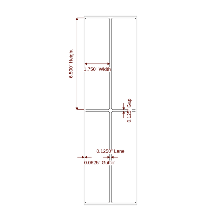1.75" x 6.5" Rectangle Roll for Epson ColorWorks & Primera Printers; 1.75" x 6.5" Rectangle Label Diagram