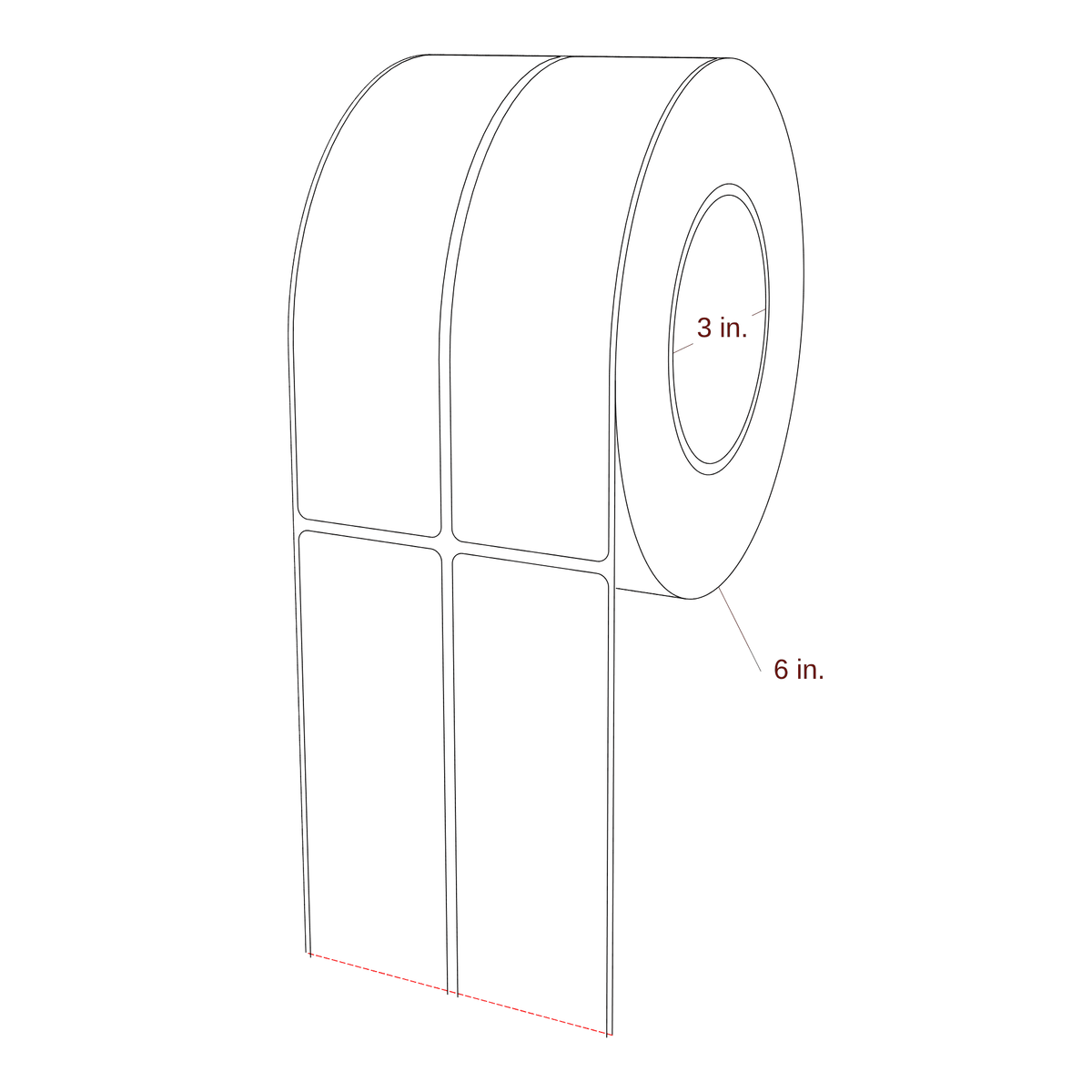 1.75" x 6.5" Rectangle Roll for Epson ColorWorks & Primera Printers; 1.75" x 6.5" Rectangle Label Diagram