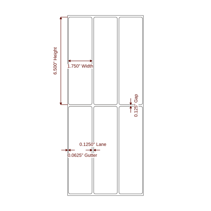 1.75" x 6.5" Rectangle Roll for Epson ColorWorks & Primera Printers; 1.75" x 6.5" Rectangle Label Diagram