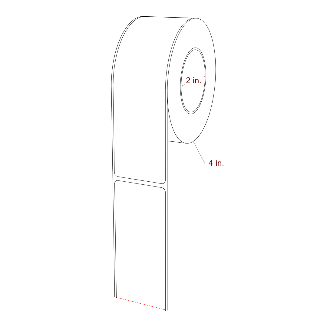 1.75 Inch x 6 Inch Rectangle Inkjet Label Roll - 2 Inch Core - 4 Inch Roll OD - 3D Perspective
