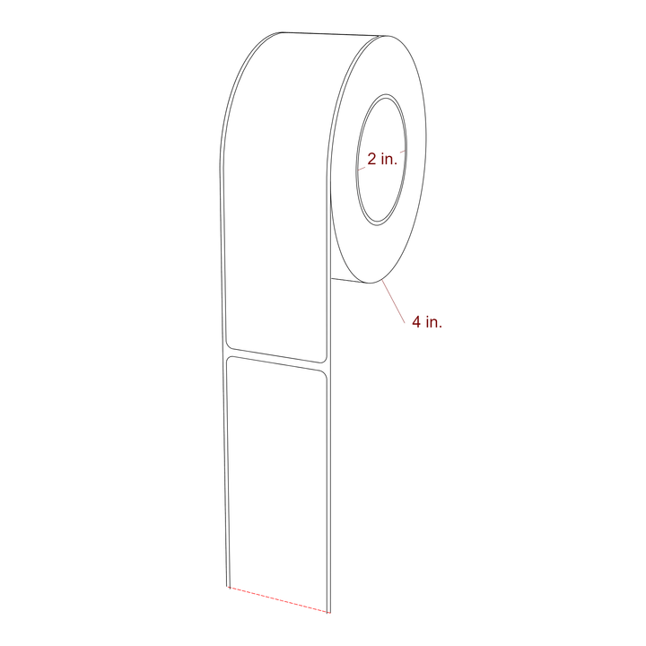 1.75 Inch x 6 Inch Rectangle Inkjet Label Roll - 2 Inch Core - 4 Inch Roll OD - 3D Perspective