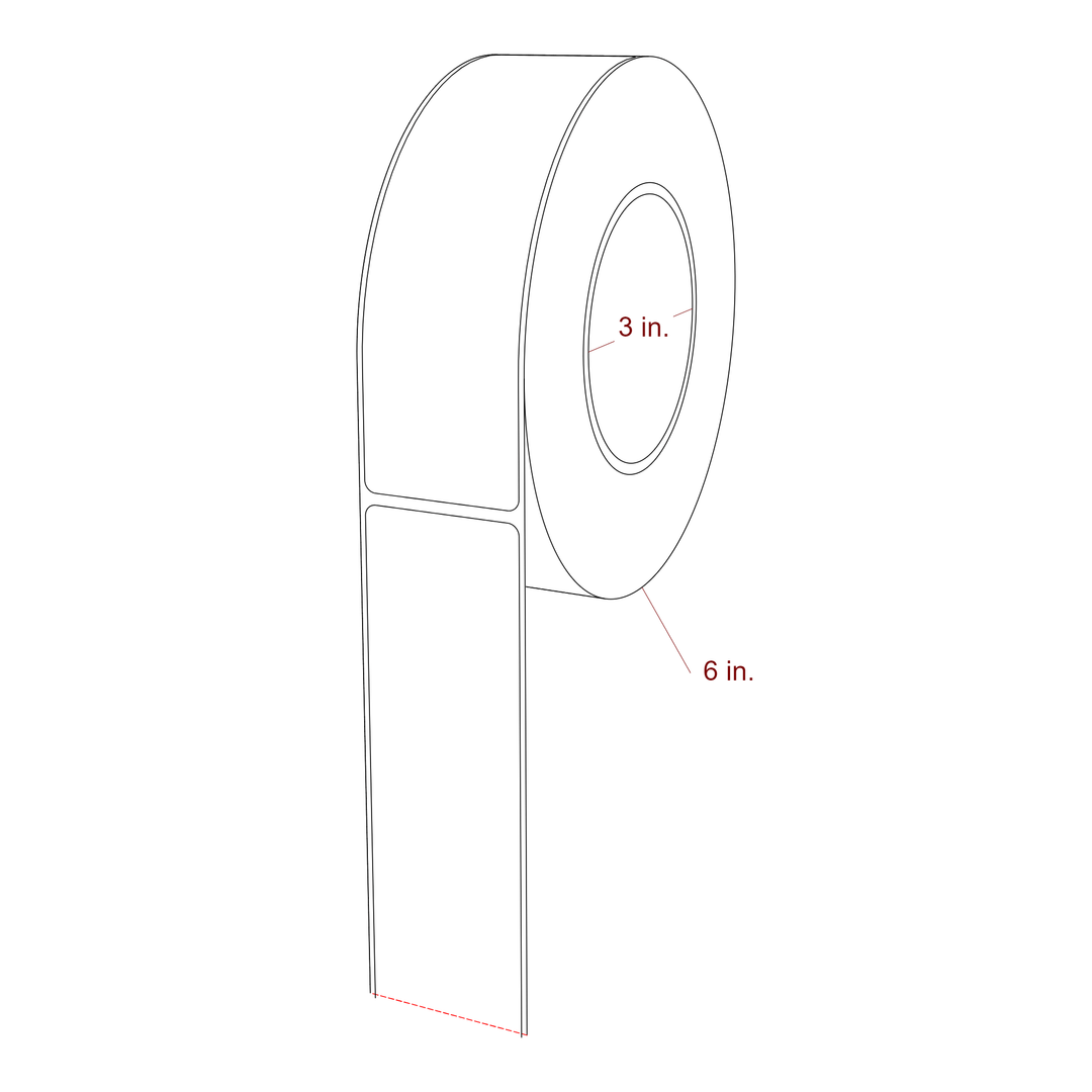 1.75 Inch x 6 Inch Rectangle Inkjet Label Roll - 3 Inch Core - 6 Inch Roll OD - 3D Perspective