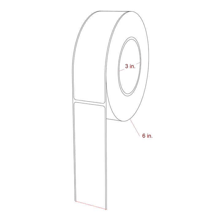 1.75 Inch x 6 Inch Rectangle Inkjet Label Roll - 3 Inch Core - 6 Inch Roll OD - 3D Perspective