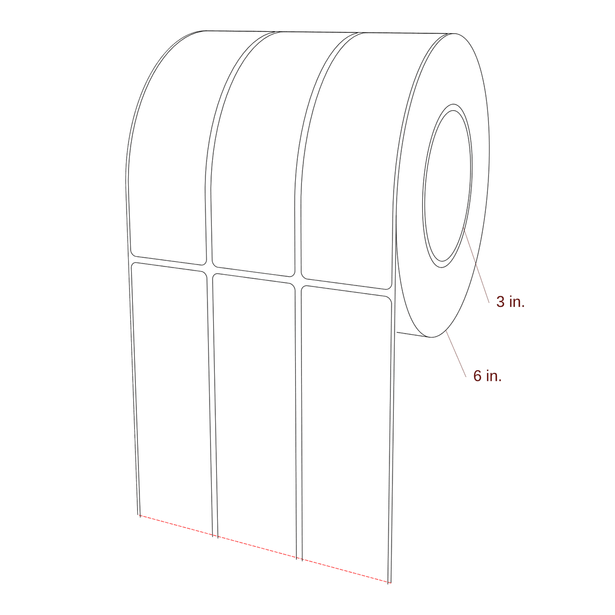 1.75" x 6" Rectangle Roll for Epson ColorWorks & Primera Printers; 1.75" x 6" Rectangle Label Diagram