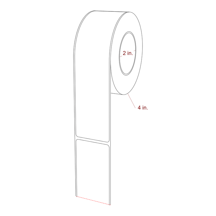1.75 Inch x 7 Inch Rectangle Inkjet Label Roll - 2 Inch Core - 4 Inch Roll OD - 3D Perspective