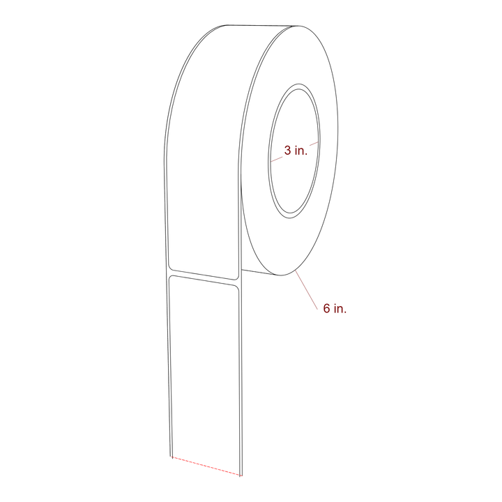 1.75 Inch x 7 Inch Rectangle Inkjet Label Roll - 3 Inch Core - 6 Inch Roll OD - 3D Perspective
