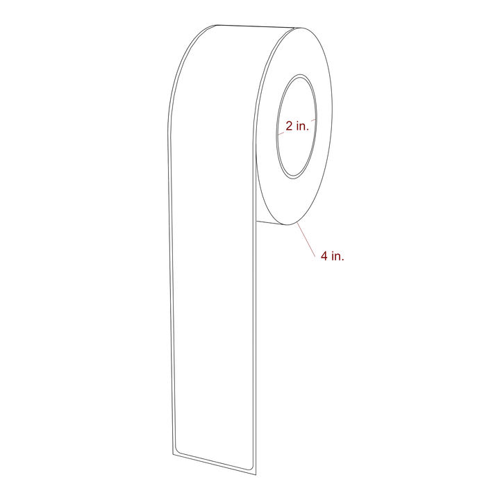 1.75 Inch x 9.75 Inch Rectangle Inkjet Label Roll - 2 Inch Core - 4 Inch Roll OD - 3D Perspective
