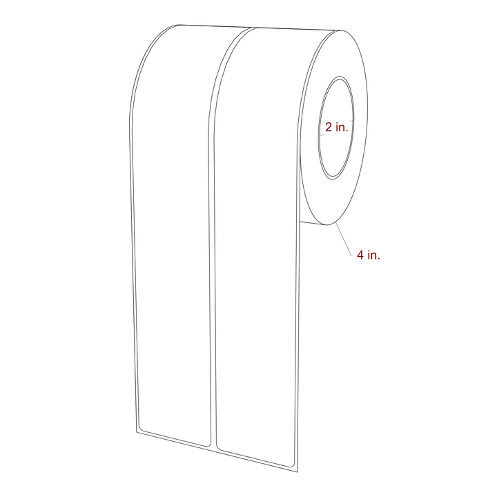 1.75 Inch x 9.75 Inch Rectangle Inkjet Label Roll - 2 Inch Core - 4 Inch Roll OD - 2Up - 3D Perspective