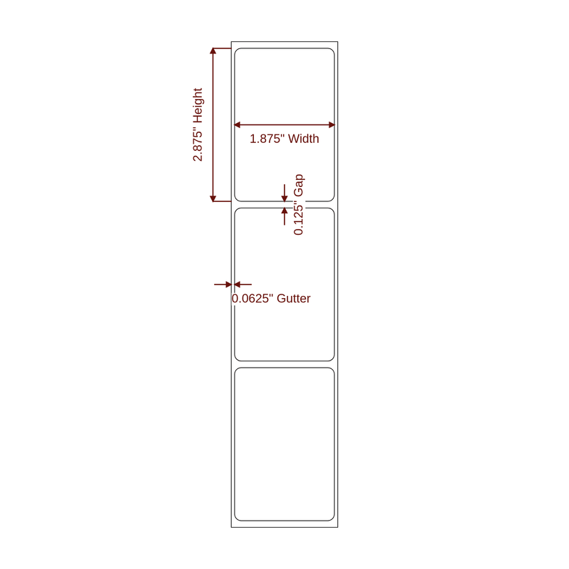 1.875" x 2.875" Inkjet Label Rolls | Fits Epson ColorWorks & Primera - Label Diagram