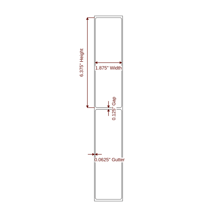 1.875" x 6.375" Rectangle Roll for Epson ColorWorks & Primera Printers; 1.875" x 6.375" Rectangle Label Diagram