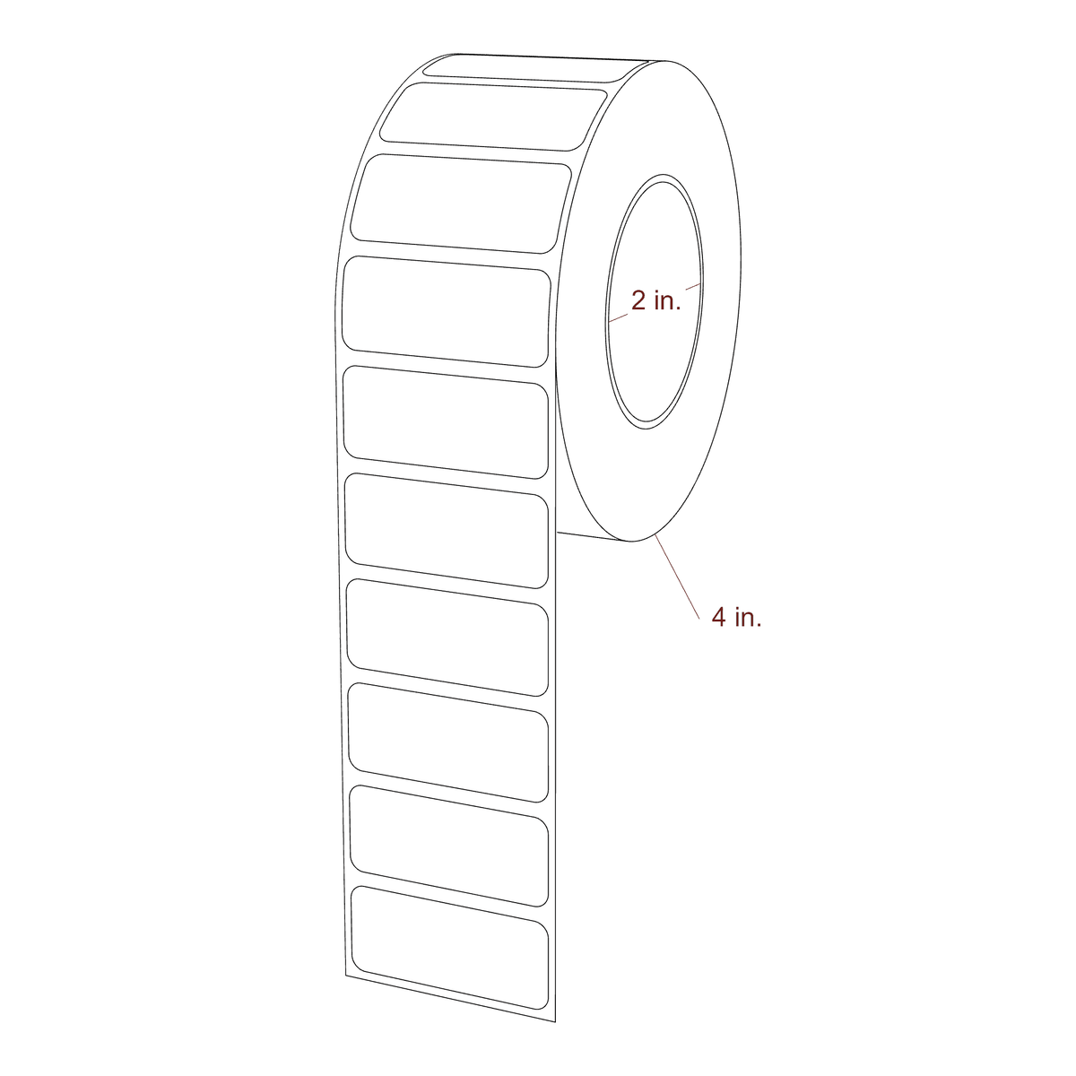 1.8" x 0.75" Rectangle Roll for Epson ColorWorks & Primera Printers; 1.8" x 0.75" Rectangle Label Diagram