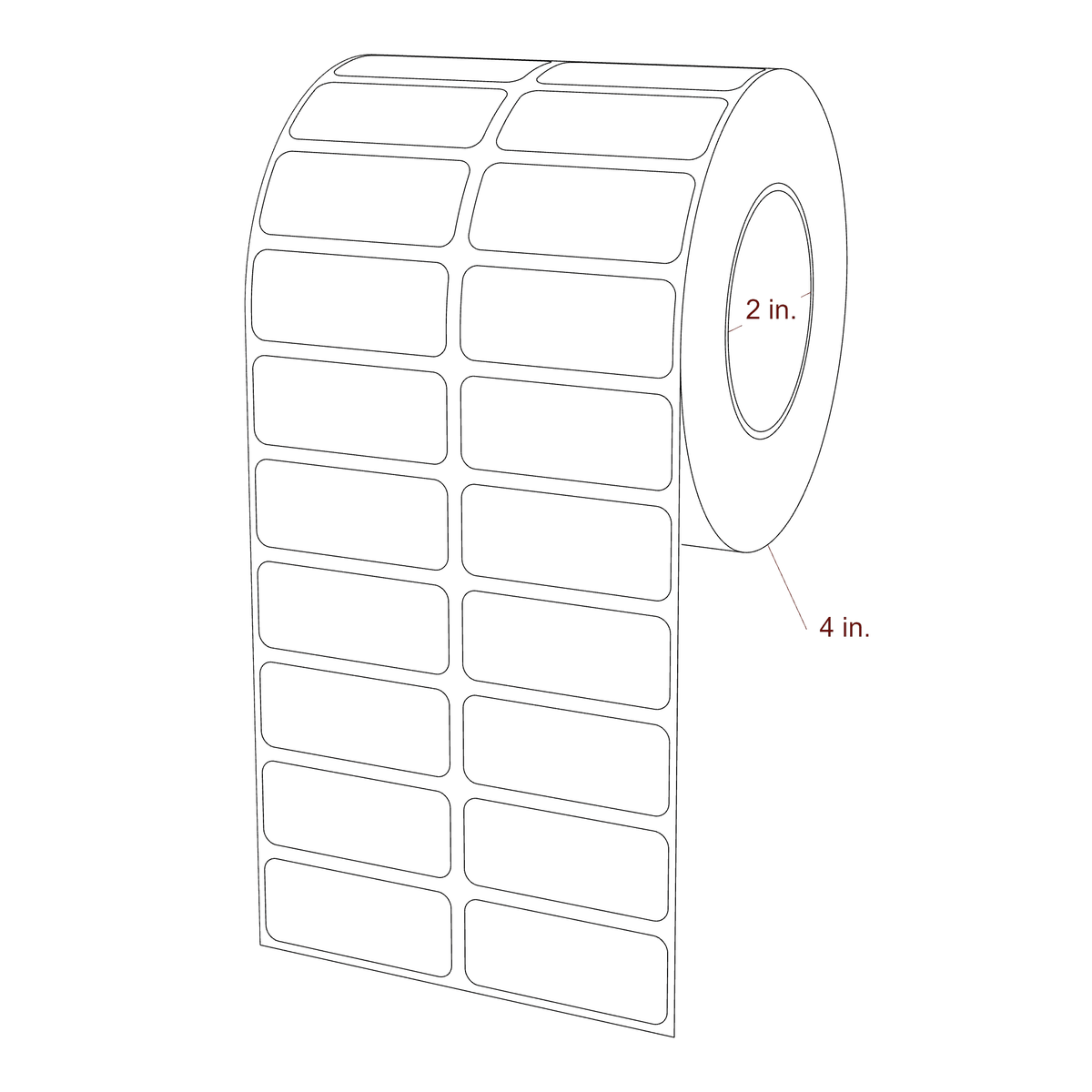 1.8" x 0.75" Rectangle Roll for Epson ColorWorks & Primera Printers; 1.8" x 0.75" Rectangle Label Diagram