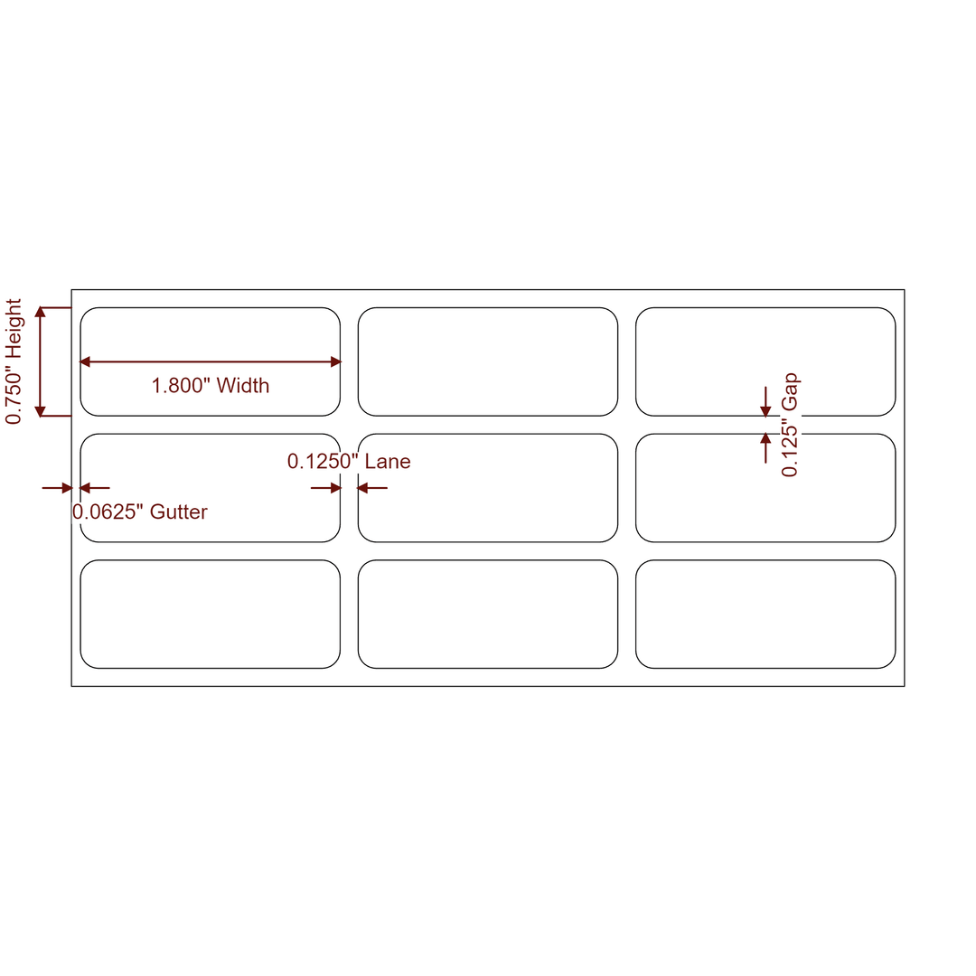 1.8" x 0.75" Rectangle Roll for Epson ColorWorks & Primera Printers; 1.8" x 0.75" Rectangle Label Diagram