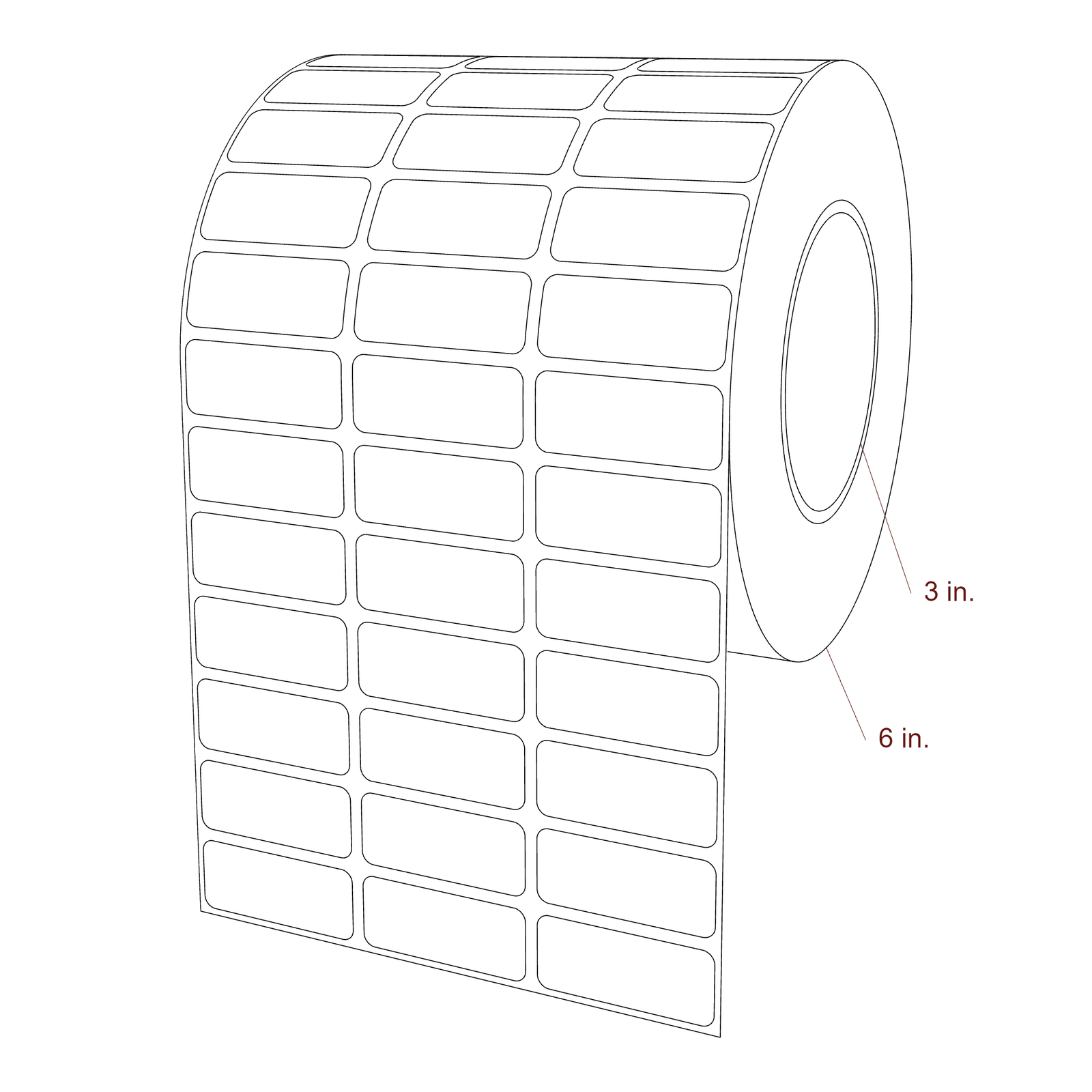 1.8" x 0.75" Rectangle Roll for Epson ColorWorks & Primera Printers; 1.8" x 0.75" Rectangle Label Diagram
