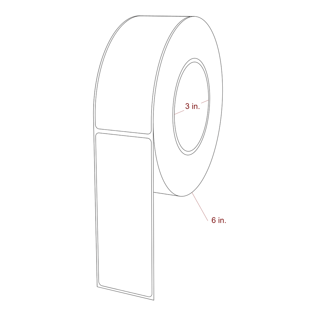 1.9 Inch x 5 Inch Rectangle Inkjet Label Roll - 3 Inch Core - 6 Inch Roll OD - 3D Perspective