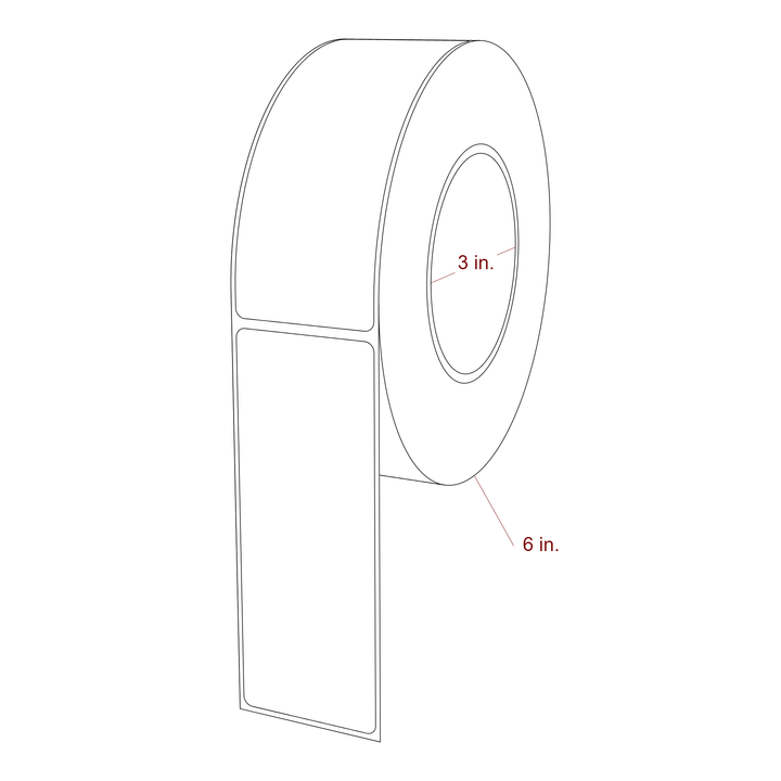 1.9 Inch x 5 Inch Rectangle Inkjet Label Roll - 3 Inch Core - 6 Inch Roll OD - 3D Perspective