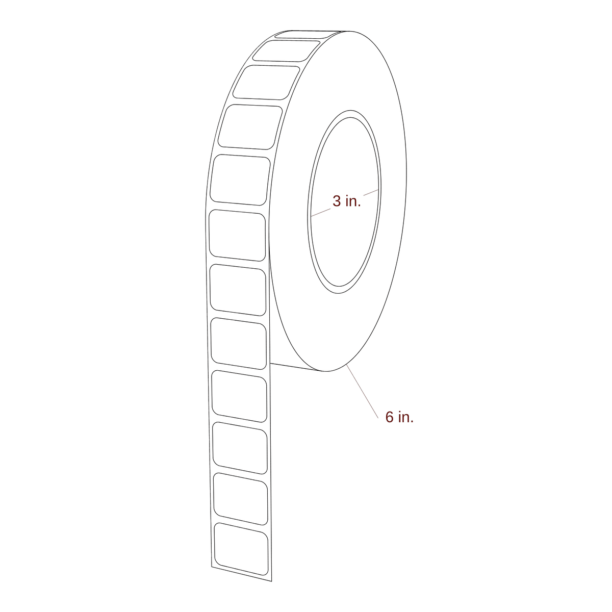 1" x 0.75" Rectangle Roll for Epson ColorWorks & Primera Printers; 1" x 0.75" Rectangle Label Diagram