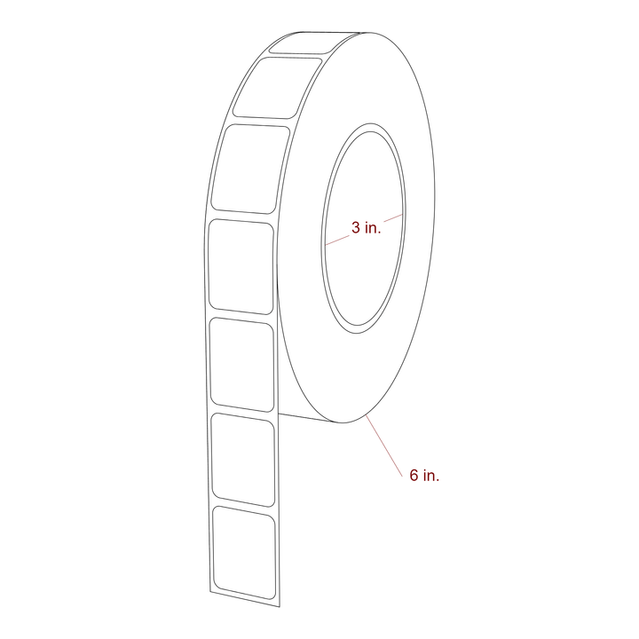 1 Inch x 1.25 Inch Rectangle Inkjet Label Roll - 3 Inch Core - 6 Inch Roll OD - 3D Perspective