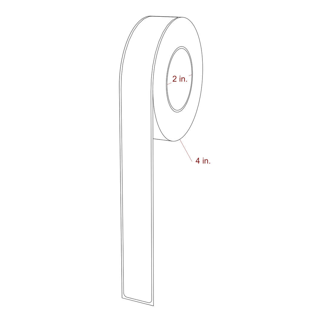 1 Inch x 10 Inch Rectangle Inkjet Label Roll - 2 Inch Core - 4 Inch Roll OD - 3D Perspective