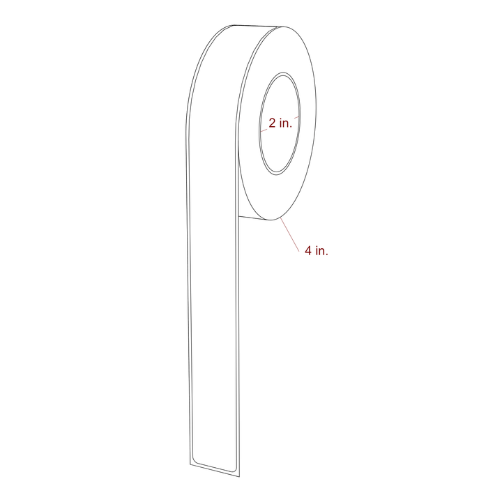 1 Inch x 10 Inch Rectangle Inkjet Label Roll - 2 Inch Core - 4 Inch Roll OD - 3D Perspective