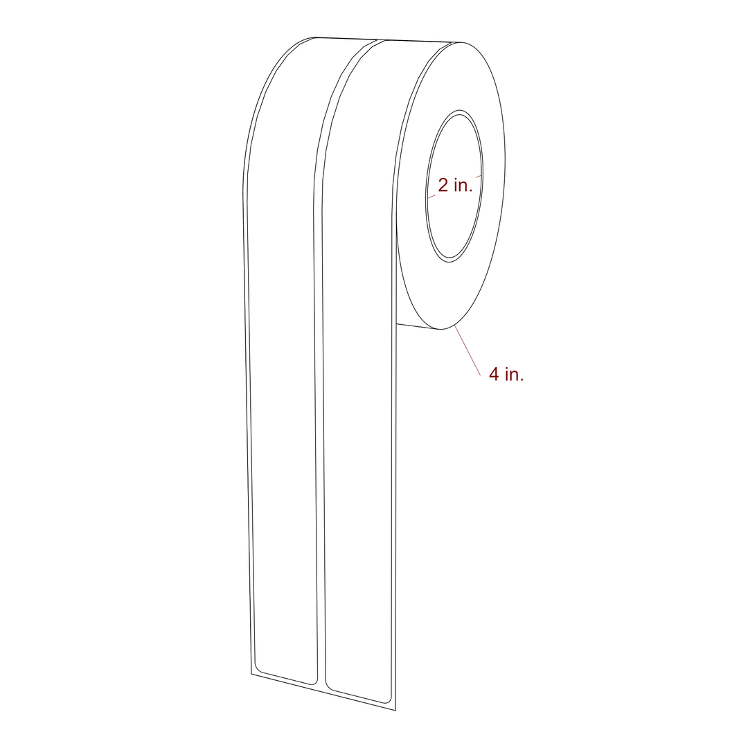1 Inch x 10 Inch Rectangle Inkjet Label Roll - 2 Inch Core - 4 Inch Roll OD - 2Up - 3D Perspective