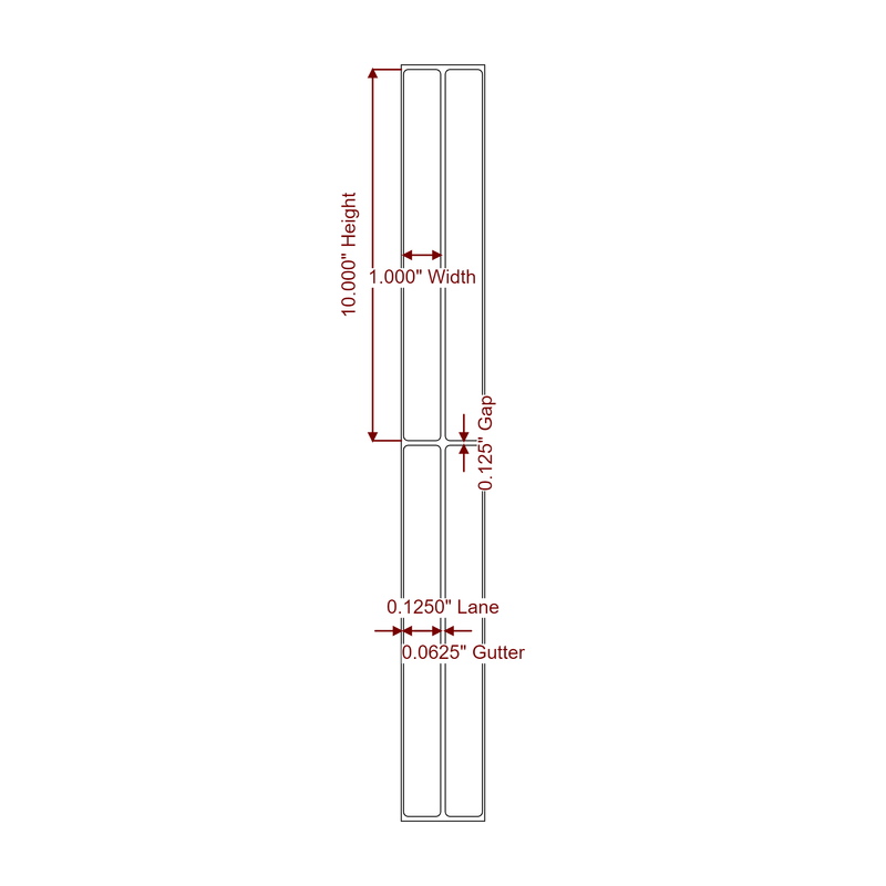 1" x 10" Inkjet Label Rolls | 2-Up | Fits Epson ColorWorks & Primera - Label Diagram
