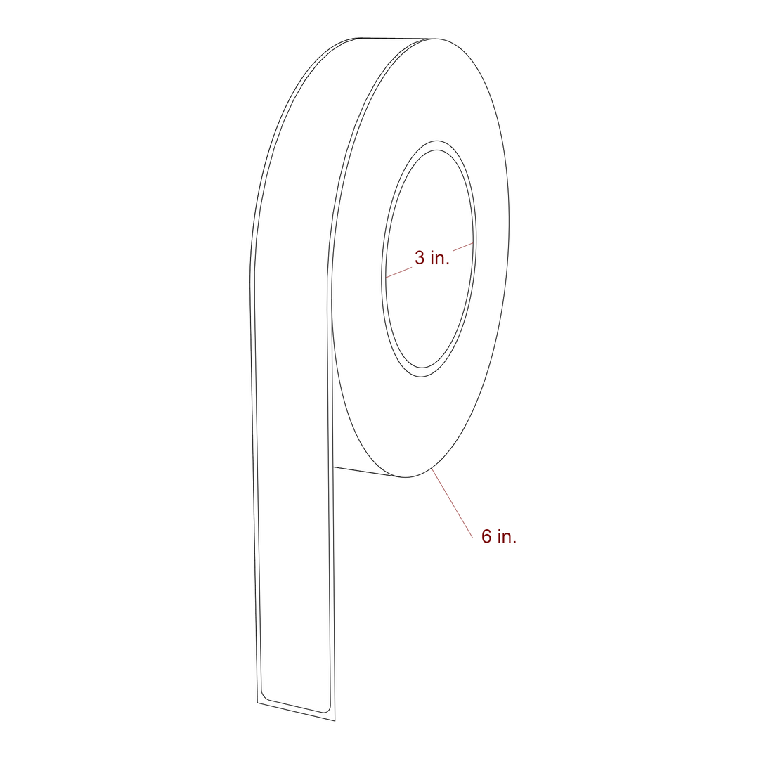 1 Inch x 10 Inch Rectangle Inkjet Label Roll - 3 Inch Core - 6 Inch Roll OD - 3D Perspective