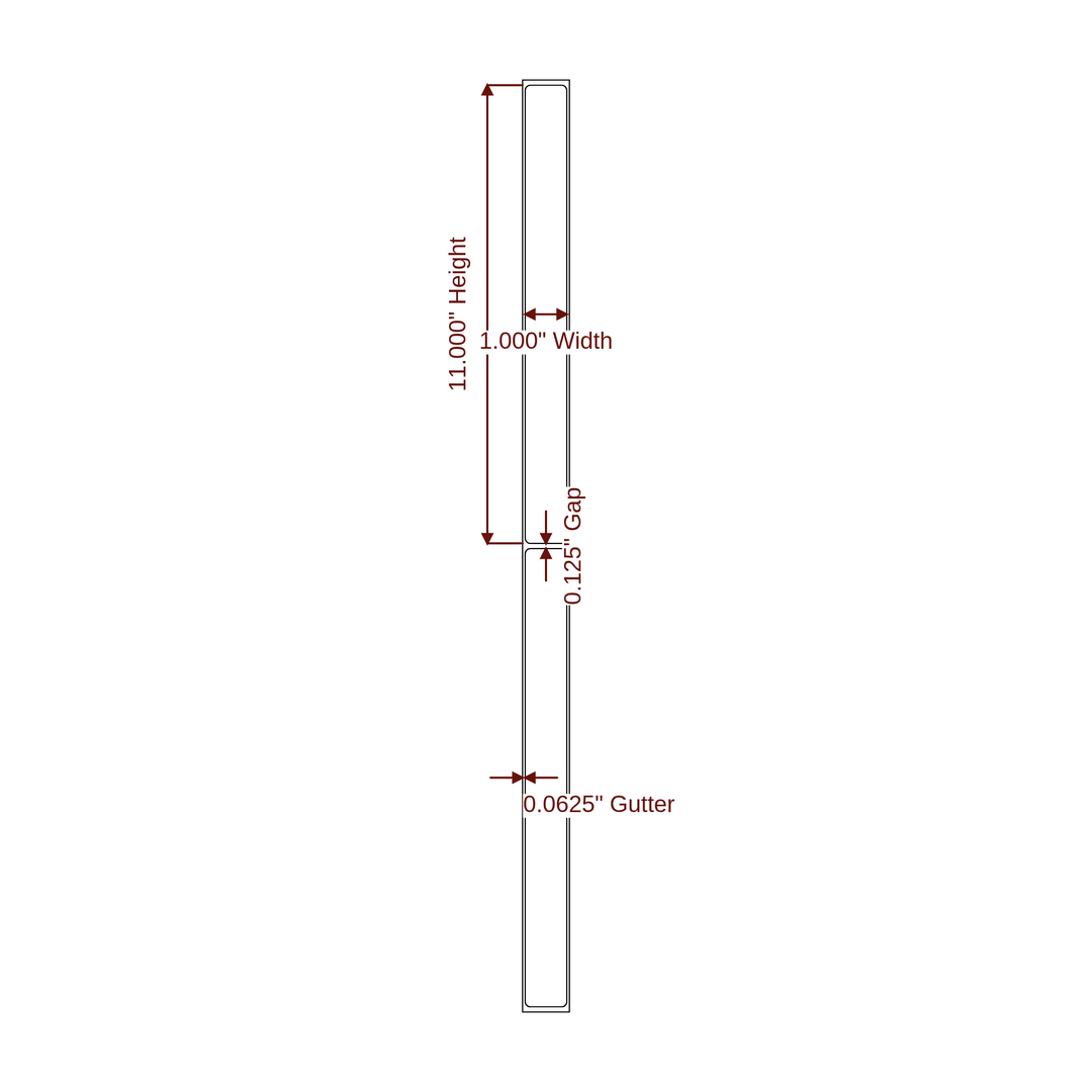1" x 11" Rectangle Roll for Epson ColorWorks & Primera Printers; 1" x 11" Rectangle Label Diagram